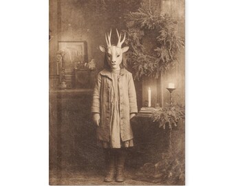 Vintage Victorian Deer Mask Child Gothic Notebook Dark Christmas Journal