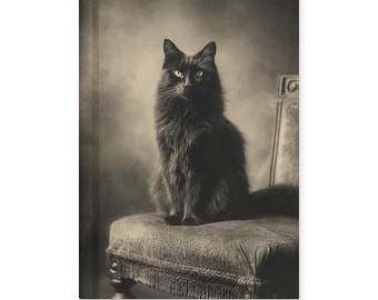 Vintage Victorian Black Cat Portrait Notebook Gothic Journal