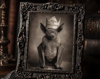 Vintage Victorian King of Halloween Bat Wall Print Gothic Antique Style Photography