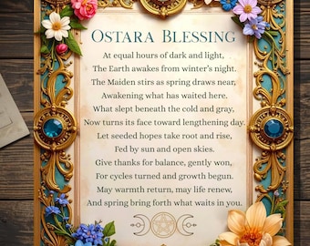 Ostara Blessing Pagan Greeting Card Spring Equinox Wiccan Prayer Maiden Renewal Blank Inside