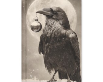 Vintage Gothic Raven Journal Full Moon Crow Christmas Dark Winter Notebook