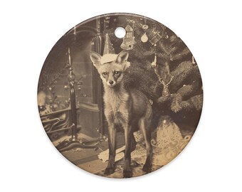 Vintage Victorian Fox Christmas Tree Gothic Ornament Dark Holiday Decor