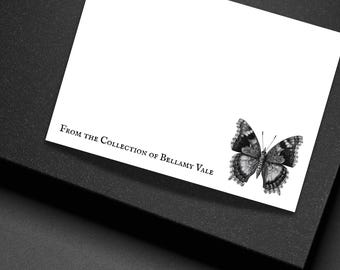 Personalized Gothic Butterfly Note Cards Victorian Stationery Set Custom Flat Cards with Envelopes