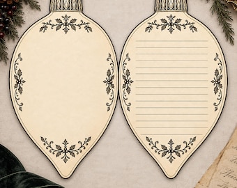 Victorian Christmas Ornament Shaped Stationery Vintage Holiday Letter Writing Paper Lined or Unlined