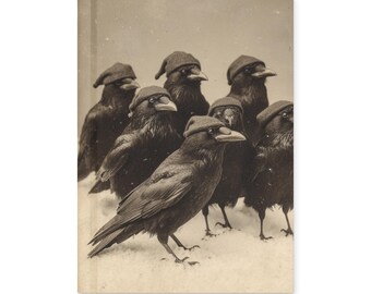 Vintage Victorian Gothic Winter Hat Crows Christmas Notebook