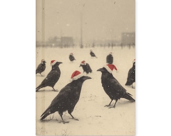 Vintage Victorian Gothic Santa Hat Crows Christmas Notebook
