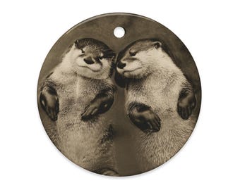 Vintage Victorian Otter Pair Gothic Animal Antique Style Ornament