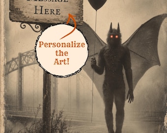 Personalized Mothman Print Custom Message Vintage Victorian Cryptid Wall Art Gothic Gift Anniversary Birthday Love