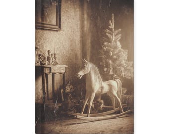 Vintage Victorian Rocking Horse Christmas Gothic Notebook Dark Holiday Journal