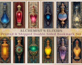Alchemist’s Elixirs Potion Bottles Bookmark Set Colorful Pagan Occult Gothic Bookmarks Choose 4, 8, or 12 Printed