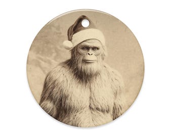 Bigfoot Christmas Ornament Gothic Sasquatch Decor Vintage Creepy Holiday Tree Hanging