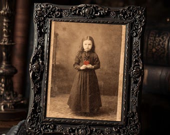 Victorian Gothic Child Holding Heart Antique Style Creepy Sad Valentine Macabre Art Print  Dark Aesthetic