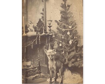 Vintage Victorian Fox Christmas Tree Gothic Notebook Dark Holiday Journal