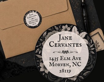 Personalized Gothic Victorian Floral Return Address Labels Custom Stickers