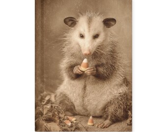 Vintage Opossum Candy Corn Halloween Notebook Creepy Cute Journal