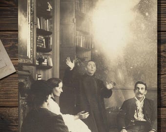 Victorian Seance Manifestation Gothic Paranormal Spirit Energy Occult Witch Art Greeting Card Blank Inside