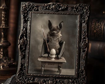 Macabre Vintage Victorian Bat With Painted Egg Gothic Antique Style Wall Print