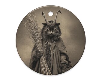 Vintage Victorian Krampus Cat Ornament Gothic Christmas Yule