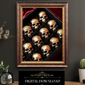 Gothic Chocolate Box Skull Wall Art Digital Download Dark Luxury Dessert Photography Macabre Kitchen Bar Décor Printable Artwork