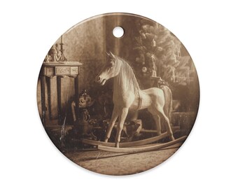 Vintage Victorian Rocking Horse Christmas Gothic Ornament Dark Holiday Haunted Decor