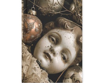 Vintage Victorian Doll Head Gothic Journal Creepy Antique Holiday Notebook