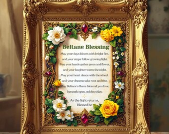 Beltane Blessing Pagan Spring Festival Poem Print Wiccan Prayer Floral Wall Art 8x10 4x5