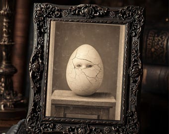 Vintage Victorian Macabre Cracked Egg Gothic Wall Print Antique Style Art