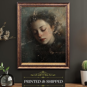 Vintage Style Sleeping Woman Portrait Gothic Romantic Wall Art Print