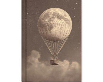 Vintage Victorian Gothic Moon Hot Air Balloon Celestial Notebook