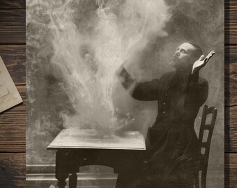 Victorian Ectoplasm Manifestation Gothic Spirit Medium Paranormal Vintage Photography Greeting Card Blank Inside