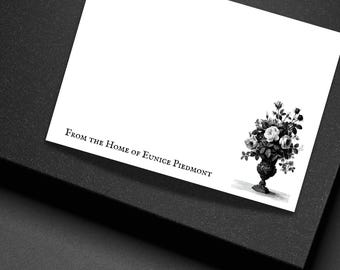 Personalized Vintage Floral Note Cards Custom Gothic Stationery Set with Envelopes