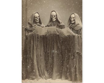 Vintage Skeleton Carolers Gothic Journal Creepy Choir Christmas Winter Notebook