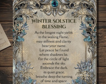 Winter Solstice Blessing Card Pagan Yule Greeting Gothic Witchcraft Wheel of the Year 5x7 Spiritual Art Print