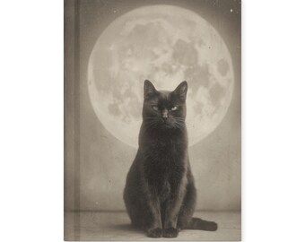 Vintage Victorian Black Cat Moon Notebook Gothic Journal