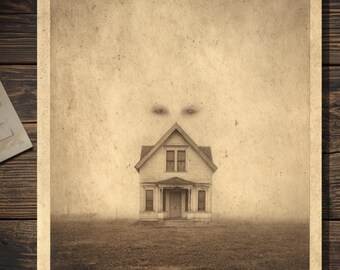 Vintage Victorian Haunted House Gothic Halloween Card