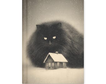 Icelandic Yule Cat Gothic Journal Giant Black Cat Christmas Folklore Winter Notebook