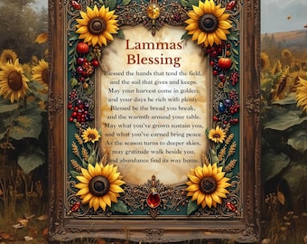 Lammas Blessing Lughnasadh Pagan Harvest Poem Print Wiccan Wall Art Seasonal Decor 8x10 4x5