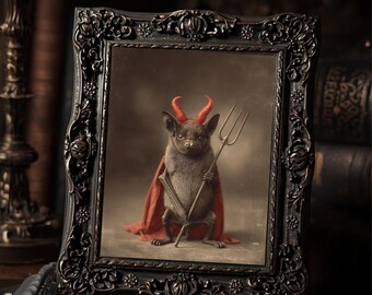 Victorian Bat Devil Costume Halloween Print Gothic Antique Style Photography Wall Art