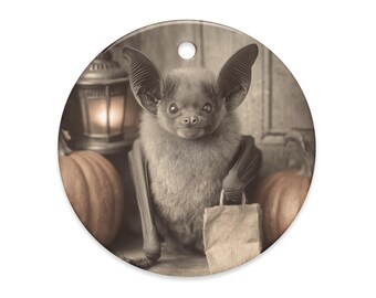 Vintage Victorian Gothic Trick or Treat Bat Ornament