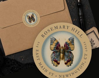 Personalized Vintage Butterfly Victorian Return Address Labels Custom Stickers