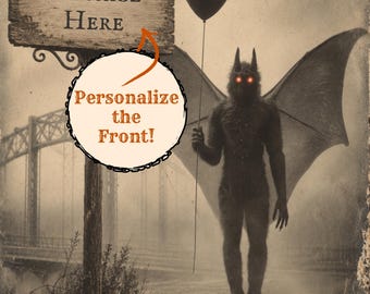 Personalized Mothman Greeting Card Custom Message Vintage Victorian Cryptid Gift Gothic Anniversary Birthday Love