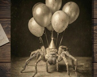 Vintage Spider Birthday Card Gothic Funny Creepy Dark Humor Blank Greeting Card