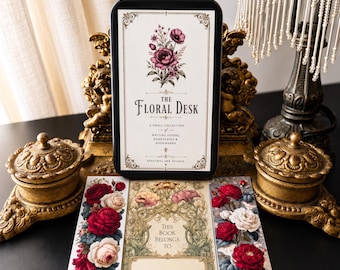 Vintage Victorian Floral Mini Stationery Boxed Set – 50 Piece Writing Paper, Bookplates & Bookmarks