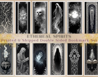 Ethereal Spirits Ghostly Bookmark Set Black Silver Occult Gothic Bookmarks Choose 4, 8, or 12 Printed