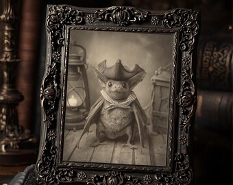 Vintage Victorian Pirate Bat Halloween Wall Print Gothic Antique Style Photography