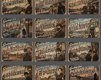 True Crime Serial Killer Postcard Set of 12 Vintage Criminals Dark History Retro Travel