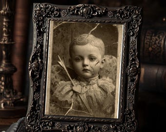 Victorian Broken Cupid Doll Portrait Creepy Gothic Antique Style Macabre Cherub Valentine Art Print