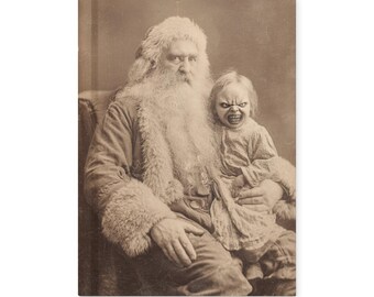 Vintage Victorian Gothic Creepy Santa Child Christmas Notebook Journal