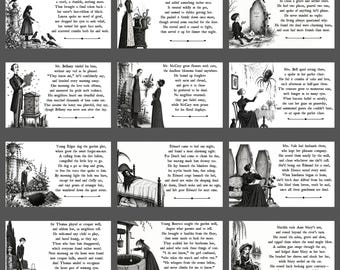 Victorian Macabre Poetry Blank Flat 5x7 Notecard Set of 12 Gothic Illustrated Dark Humor