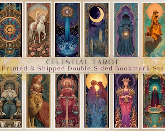 Tarot Card Arcana Bookmark Set Colorful Pagan Mystic Fantasy Bookmarks Choose 4, 8, or 12 Printed